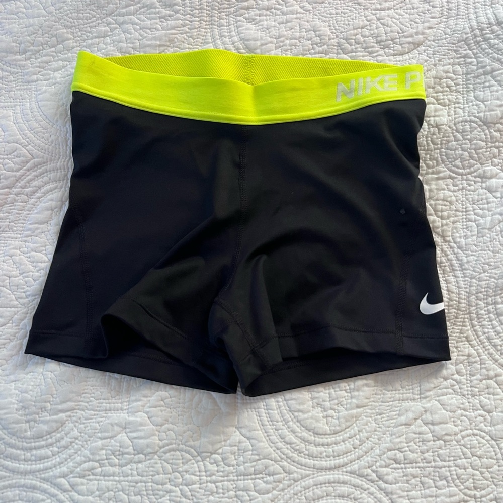 Nike Dri-FIT Black and Neon Yellow Shorts